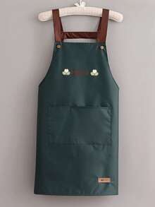 1pc Solid Color Adjustable Strap Apron, Waterproof And Stain-Resistant, Durable And Lightweight, Easy To Clean, Large Capacity Dual Pocket Design, Suitable For Kitchen Cooking, Making Dumplings, Home Cleaning, Camping, Picnic - Multicolor - View 16
