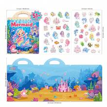 Reusable Sticker Book For Toddlers, Portable Handle Travel Activity Busy Board Toy, Ages 3-6, Transportation, Unicorn, Mermaid, Letters, Ocean & Zoo Scene Removable Restickable Activity, Suitable For Airplane, Car Travel, Birthday Gift, Holiday Gift - Multicolor - View 6