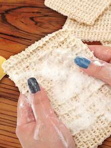 2pcs Natural Sisal Soap Storage Bags, Reusable Drawstring Mesh Soap Pouches, Shower Bath Soap Storage Bags, Bathroom Accessories, Bathroom Essentials - Multicolor - View 5