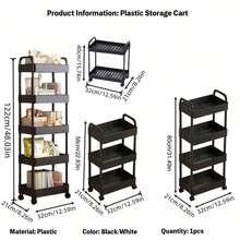 1pc Multifunctional Storage Cart, Movable Gap Snack & Book Storage Rack, Suitable For Living Room, Kitchen, Bedroom, Bathroom And Other Home Use - White - View 3