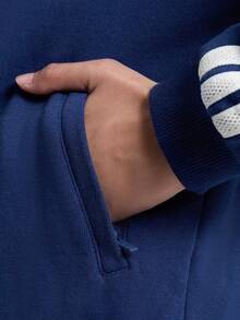 Adidas Women's FAV FT 3S JKT Sports Knit Collarless Jacket KS2816 - Blue - View 4