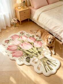 1pc Pink Floral Bouquet Shaped Artistic Rug, Decorative Carpet, Living Room Rug, Bedside Plush Carpet, Autumn/Winter Rug, Thick Rug, Large Living Room Rug, Bedroom Rug, Living Room Home Decor, Outdoor Rug, Washable Carpet - Multicolor - View 4