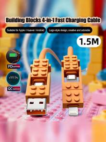 Kabel Pengisi Daya 240W (MAX) Gaya Blok Bangunan Empat-dalam-Satu, Kabel Data Pengisian Cepat Empat-dalam-Satu Gaya Tampilan Kelas Atas untuk Adaptor Daya. Ini adalah kabel data untuk iPhone Seri 14-18, Seri Pro, Pro Max, dan dapat digunakan dengan pengisi daya portabel. Kabel pengisi daya ini cocok untuk iPhone 18/17/16/15/14/13/12/11/XR/X/XS/PLUS/6s, S24/S23/S22/S21, dan model lainnya. - MultiWarna - View 18