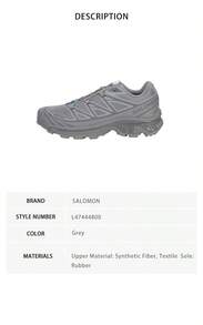 Salomon Xt-6 Unisex Couple Sports Shoes 474448 - Grey 474448 - View 8
