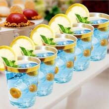 20pcs Gold Cups, 6.76oz Clear Cups With Gold Rim, Gold Beer Cups, Party Cups, Premium Gold Rim Cups, Perfect For Weddings And Parties - Gold - View 4