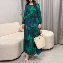 Plus Size Woven Fabric Loose Fit Summer Vacation Dress - Multicolor - View 7