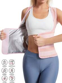 2026 Newest New Year Spring Women's Sweat-Inducing Body Shaping Weight Loss Sweat-Wicking Hook And Loop Waist Cincher Corset With Fixed Breast Fall - Dusty Pink - View 2