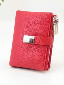 Women's Short PU Soft Animal Print Fashion Patchwork Exquisite Snap Closure Large Capacity Multi-Card Slot Multi-Function Card Holder Document Organizer, Young Zipper Coin Purse Compact Lightweight Portable Suitable For Holiday Gift - Red - View 7