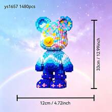 Cute Personalized Blue Animal Series Collection, 1400+ To 2700+ Pcs, Adult Building Block Set, Creative Room Decor, Desktop Ornament, Stress Relief Toy, Halloween Gift, Birthday Gift, Christmas Gift, Graduation Gift, Best Friend Gift, Couple Gift, New Year Gift, Suitable For Everyone - Multicolor - View 12
