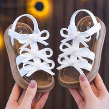 Girls' Fashion Sunny Sandals, Korean Style Hook And Loop, Soft Sole, Princess Design For Daily Wear And Outings - White - View 4