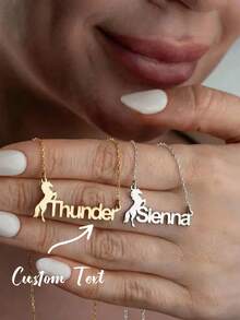 1Pc Custom Galloping Horse Name Necklace For Men Women Stainless Steel Animal Tag Pendant Necklace Personalized Jewelry Gift - Multicolor 6 - View 2