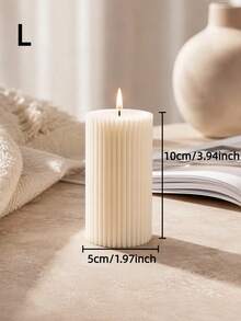 1pc Luxury Style Ivory White Striped Cylindrical Scented Candle, 1.97 Inch Diameter White Fragrance Candle, Suitable For Creating Atmosphere, Photography Props, Tabletop Center Decoration, Great Gift Choice, Gift For Women - Multiple Styles - View 13