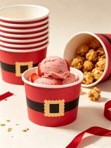 20/10pcs, Christmas Themed Ice Cream Cup, Dessert Cup, Suitable For Ice Cream, Fruits, Snacks, Perfect For Adult Sweet Themed Gatherings, Summer Picnics, Dessert Shops, Party Supplies, Birthday Parties, Bridal Weddings, Outdoor Parties, Christmas - Multicolor - View 3