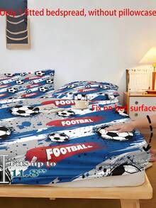 1 Stück Sportthema Spannbetttuch (nur Spannbetttuch, kein Kissenbezug), mit Fußballmuster bedruckter Matratzenschoner, geeignet für Einzel-/Doppel-/Queen-/King-Size-Betten. Schlafzimmer, Gästezimmer, Schülerwohnheim, Hotel Ganzjahres-Dekoration, Geschenk für Eltern, Freunde, Partner - Verschiedenfarbig - Übersicht 4