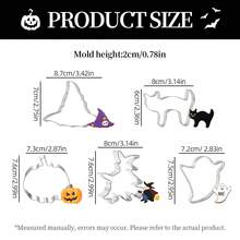4/5Pcs Halloween Stainless Steel Cookie Cutter Set, Pumpkin Ghost Witch Hat Cat Shaped Molds, Multi‑Purpose Baking Tools For Biscuit, Fondant, Clay & DIY Halloween Party Crafts - View 2