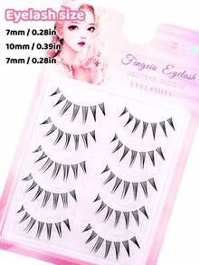 5 Pairs Pointed Tail Cartoon Style False Eyelashes, Japanese & Korean Style, 7-10mm Mixed Length, Pointed Tail Spiked Design With Transparent Stem, Natural Layered And Lively Look, Easily Create Cartoon Big Eye Makeup Effect. Soft And Lightweight, Fits Eye Shape, DIY Free Combination For Quick Application, Saves Makeup Time, Simple And Easy To Operate For Beginners, Reusable, Suitable For Daily Makeup, Dates, Travel, Parties, Practical Gift For Best Friends And Girlfriends. - Black - View 6