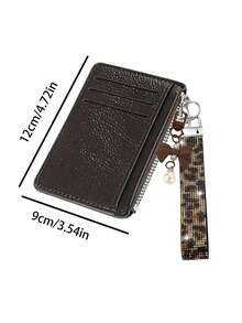 Slim Pu Leather Card Holder Wallet,Multi Card Slots Coin Purse With Rhinestone Wristlet Strap Bow Pendant Keychain, Portable Id Card Case Daily Use - Multicolor - View 11