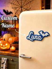 Halloween Personalized Name/Letter Fridge Magnet - Customizable Name Magnetic Sticker, Melted Bead Storage Sticker, Cute Bat Shape, Pixel Beads Style Durable Home & Kitchen Decor, Ideal Halloween Gift, Unique Home & Kitchen Decor Gift, Suitable For Boyfriend/Girlfriend, College Classmates, Couples, Unique Party Gift - Multicolor - View 9