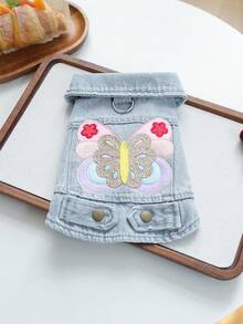 1PC Pet Clothes 2026 New Small Dog Puppy Cat Cute Pet Embroidered Pattern Lapel Sleeveless Design Butterfly Coat - Multicolor - View 3