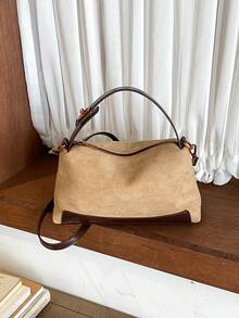 Solid Color Shoulder Crossbody Bag, Lazy Fashion Dumpling Bag, Commuter Small Square Bag - Khaki - View 8