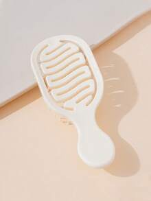 2pcs/1pc Mini Ivory Hollow Portable Styling Hair Brush, Hair Salon Beauty Travel Essential Hair Comb Tool Accessory, Unisex, Multi-Functional Dry & Wet Hair Detangling Brush, Suitable For All Hair Types - Apricot - View 1