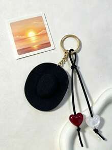 1pc Western Cowboy Hat Keychain, Suede Rope & Bead Design, Versatile Fashionable Fun Pendant, Couple Style - Multicolor - View 16