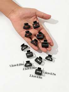 1/10/20pcs Matte Black Mini Hair Clips, Curved & Square Dual Shape Design, Strong Non-Slip Grip, Suitable For Bangs And Loose Hair, Daily Commute, Office Work And Sports Hairstyle Decoration - A - View 7