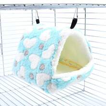 1PC Heart/Starfish Pattern Random Color Plush Thickened Full Enclosed Windproof Warm Bird Nest Parrot Hamster Sleeping Nest, Super Soft Hanging Small Pet Hammock Small Pet Hideaway Sleeping Bed Suitable For Birds Small Pets For Autumn And Winter - Z - View 4