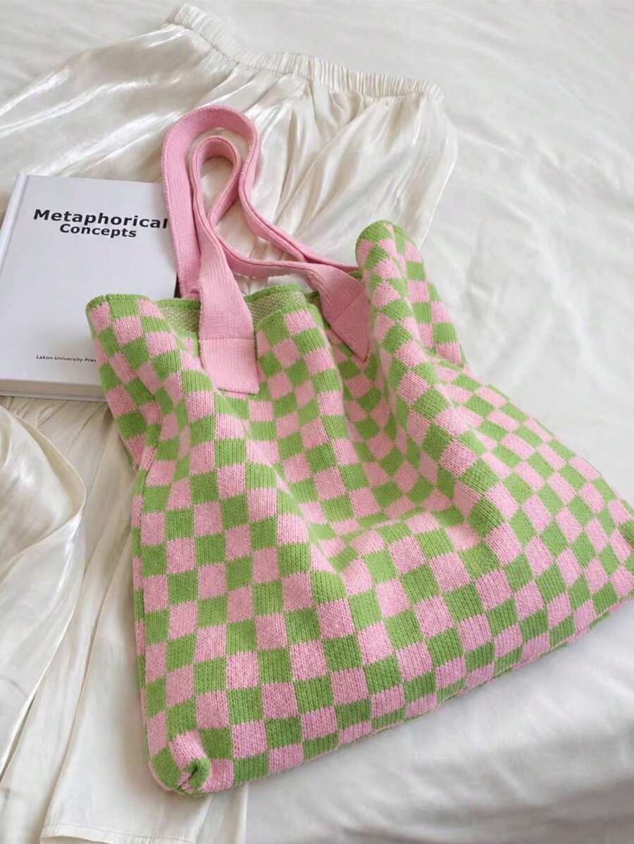 Large Capacity Crochet Shoulder Tote Bag, Lightweight Multifunctional Knitted Handbag, Suitable For Travel, Beach, Vacation And Daily Use