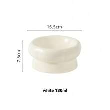 Elevated Ceramic Pet Bowl For Cats And Small Dogs – Anti-Slip, Neck Protection, Easy To Clean, Raised Design For Food And Water - White 180ml - View 12