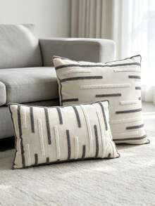1pc Striped Pattern Tufted Cushion Cover, Minimalist Throw Pillow Case, Without Pillow Insert, Suitable For Sofa, Living Room - Multicolor - View 4