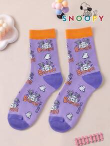 1/3 Pairs Snoopy Men's Socks, Colorful Puppy Pattern Fun Mid-Calf Socks, Cute Christmas Print Socks - Multicolor - View 5