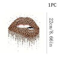 1/2/3pcs Leopard Print Lips Glitter Drip Effect Heat Transfer Iron-On Patch, Cool Leopard Red Lips Personalized Iron-On Sticker, DIY Decoration For T-Shirt, Hoodie, Pillow, Fabric Bag - Multicolor - View 2
