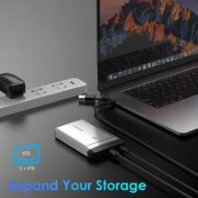 Dual M.2 SSD Enclosure With Offline Clone,20Gbps USB-C For NVMe/AHCI,Tool-Free,8TB Expansion (4TB X 2) - UK Plug(220-240V) - View 3
