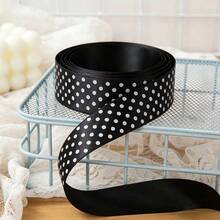 1PC 4yards/2.5cm Wide Printed Polka Dot Polyester Ribbon, DIY Bow Hair Accessory, Suitable For Wedding, Valentine's Day, Christmas And Other Occasions Handmade DIY Decoration (Without Spool) - 4 Yards - View 13