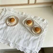 1pc/2pcs/6pcs Korean Wave Texture Striped Placemats, Princess Style Dining Cloth With Ruffle Edges, Cute Food Plate Insulation Mats - Multicolor - View 1