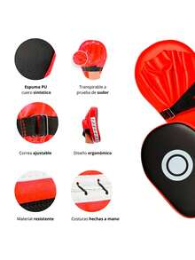 Curved Boxing Mitts With Adjustable Strap And High-Density Padding, Ideal For Home Or Gym Training, Non-Slip Surface For Precision And Impact Absorption. - Red - View 3