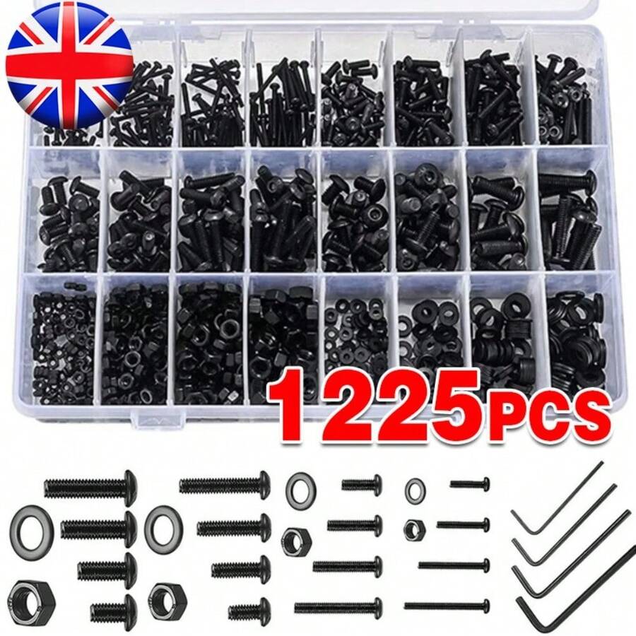 1225pcs Stainless Steel Hex Screws And Socket Bolts Nuts Set Assorted M2 M3/M4/M5 - UK-h423801 - View 1