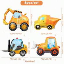 4/8pcs Construction Vehicle Foil Balloon Set, Includes Excavator And Bulldozer Patterns, Suitable For Birthday Party, Baby Shower, Photo Props And Party Supplies - View 6