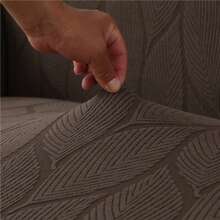 Leaf Stripe Elastic Couch Covers For Sectional, Washable Jacquard Fabric, Geometric Pattern Design, Easy Installation, Suitable For Home Decor, Suitable For 1-4 Person Seating Sofas In The Living Room For Protection - Coffee Brown - View 10