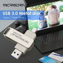 Microdrive 2合1 USB 3.0 Type-C 隨身碟 360°可旋轉 OTG 隨身碟 金屬雙介面記憶卡 外接儲存 U盤 適用於 Type-C 手機、筆電、PC - 查看 8