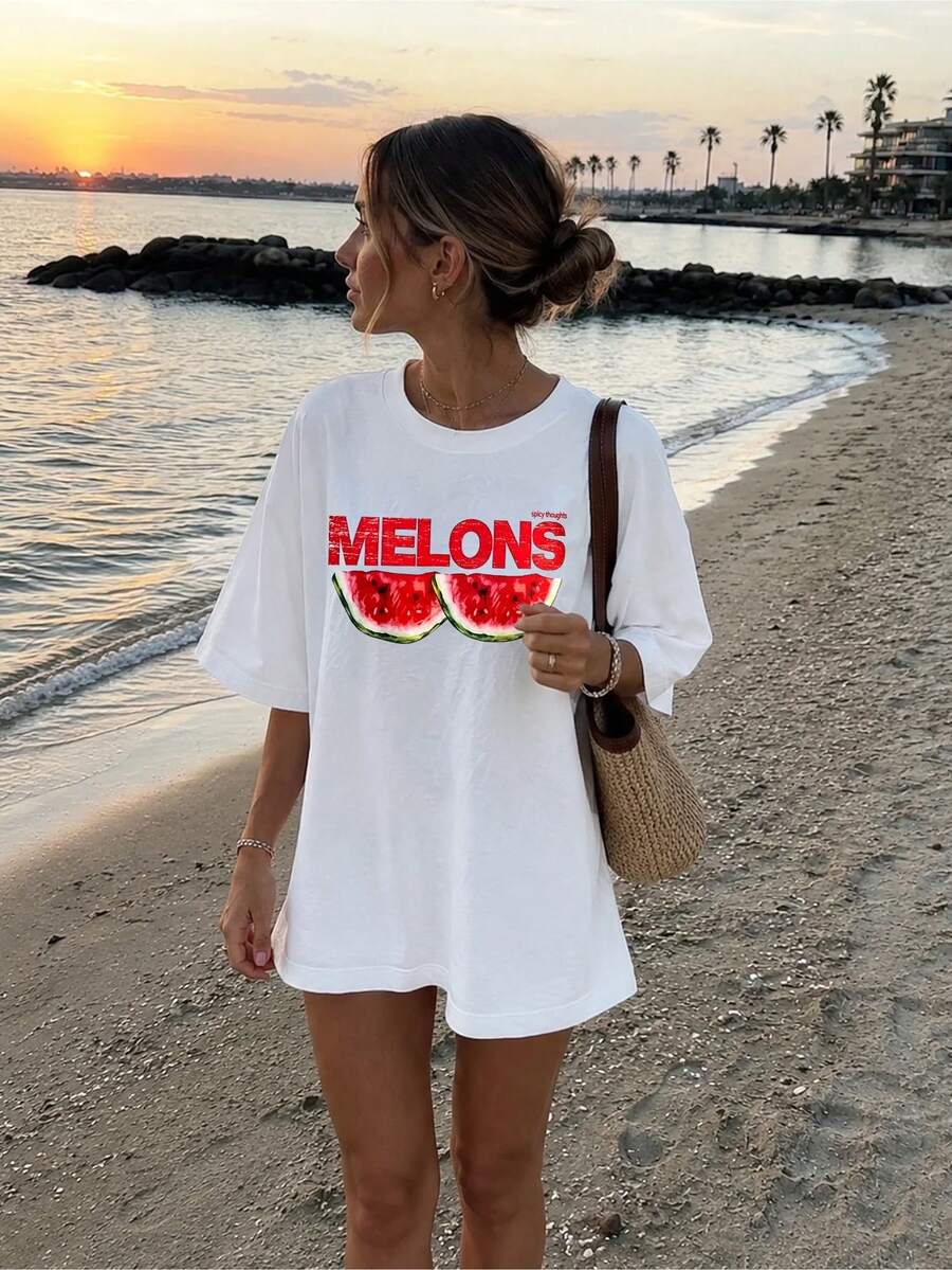 Women's Casual Short Sleeve Crew Neck Plus Size T-Shirt White Summer - White - View 1