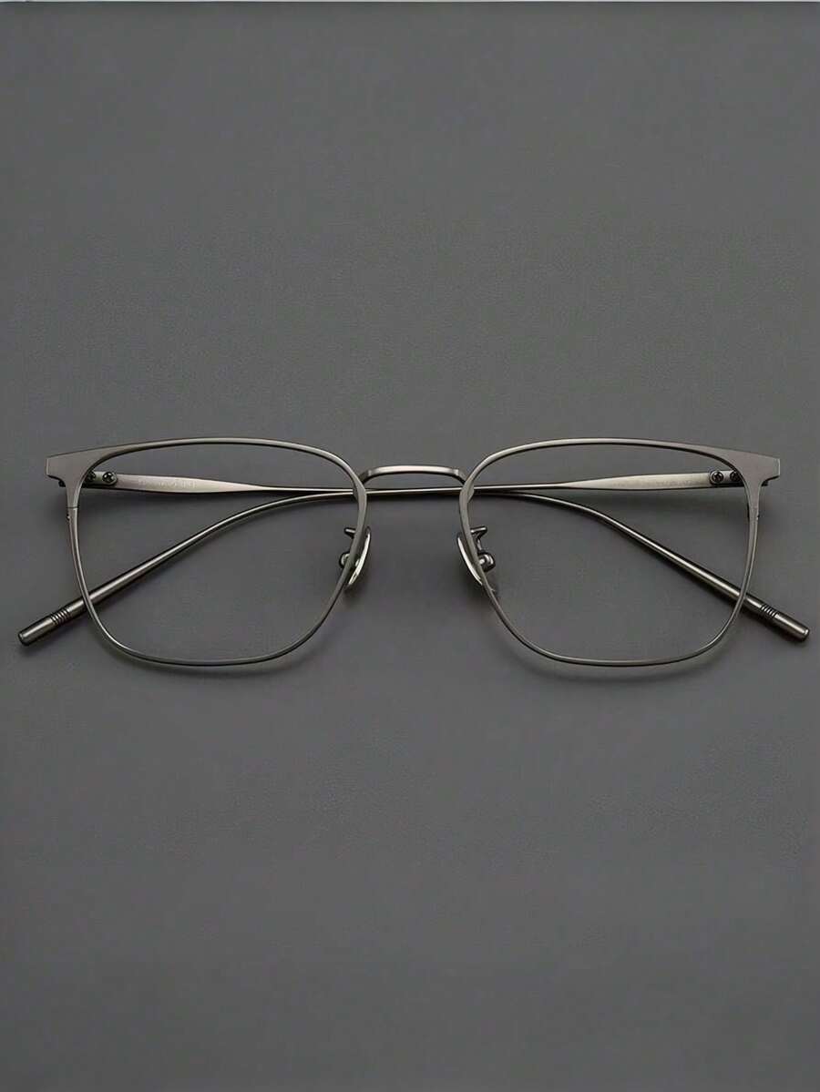 1/2 Pairs Men's Ultra-Light Pure Titanium Alloy Eyeglass Frames, Can Be Fitted With Lenses, Large Face Friendly, One-Piece Metal Titanium Frame, Oversized Glasses - Gunmetal - View 1