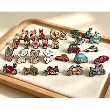 10-100PCS Random Style Cute Cartoon Badge Collection, Small Animals, Transportation, Beverage Patterns Brooches, Animals, Motorcycles, Puppies, Ocean Elements, Clothes, Backpacks, Bags, Stationery Decoration Accessories - Multicolor - View 14