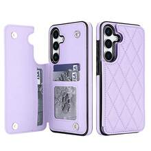 WEFOR 錢包手機殼，適用 Galaxy S26 S25 S25 S24 S23 S22 Ultra Plus S25EDGE 24 FE，多卡槽設計，磁吸扣，附支架，防震保護殼，相容 iPhone 17 AIR 16e 16 15 14 13 12 11 Pro Max XR XS MAX，磁吸設計，RFID 防盜卡槽，磁吸手機保護殼，防震，中性款 - 紫色 - 查看 55