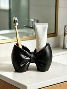 Toothbrush Holder, Cute Bow-Shaped Independent Pen Holder, Suitable For Bathroom And Bedroom, Cute Toothbrush And Pen Holder (No Installation Required) - Multicolor - View 1