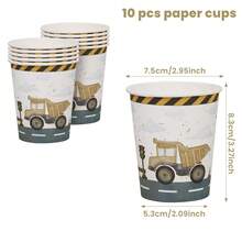 10/20/80pcs Construction Theme Birthday Tableware Set, Includes Paper Plates, Cups, Napkins, Suitable For Birthday Party Decoration, Baby Shower, Party Supplies - View 11