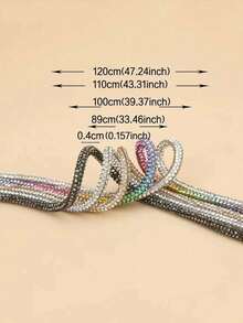 2pcs 120cm Luxury Rhinestone Shoelaces, Round Rhinestone Shoelaces/Hat Rope, Fashionable Shiny, Crystal Drawstring Athletic Shoelaces, Suitable For Sneakers - White - View 8