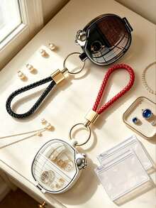 Mini Keychain Jewelry Box, Bear Mini Travel Jewelry Storage Box, Mini Jewelry Box, Portable Jewelry Box Earring Box, Compartment Storage For Earrings, Rings, Necklaces, Suitable For Commuting, Short Trips, Dorm Desk, Vanity Organization, Ideal For Delicate Girls, Students, Jewelry Lovers, Christmas, Back To School, Birthday, Best Friend Gifts, Mini Jewelry Organizer Box, Portable Ring Storage Box, Travel Small Jewelry Storage Box - Multicolor - View 1