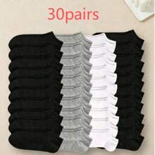 40 Pairs Unisex Couple Sports Socks, Invisible Boat Socks, Spring/Summer Holiday Gift. (1/5/10/15/30/40 Pairs), All Day Comfort - Black and White - View 11